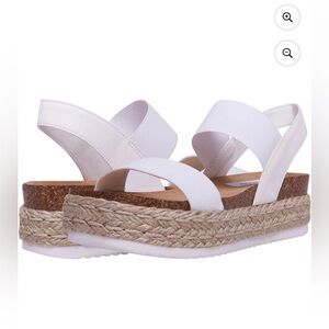 Steve Madden Jaklin Wedge Sandals White Platform Espadrille (White, US 9)